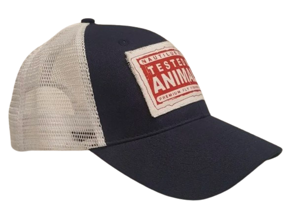 Nautilus Navy Trucker Hat – Tested On Animals Logo