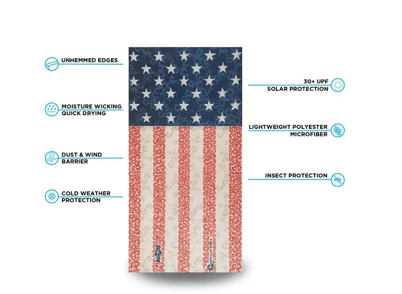 Nautilus logo Hoorag Buff Face Mask USA Flag - Catch Fly Fishing