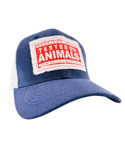 Nautilus Navy Trucker Hat – Tested On Animals Logo
